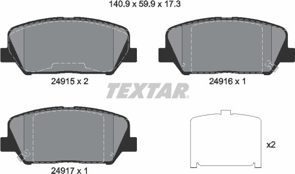 Textar 2491501 - Əyləc altlığı dəsti, əyləc diski furqanavto.az