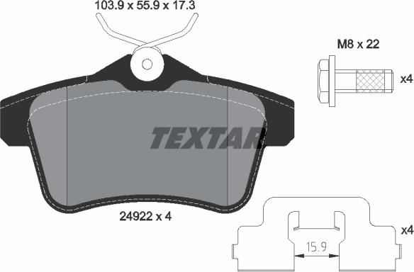 Textar 2492201 - Əyləc altlığı dəsti, əyləc diski furqanavto.az