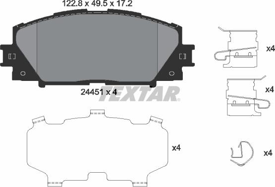 Textar 2445103 - Əyləc altlığı dəsti, əyləc diski furqanavto.az