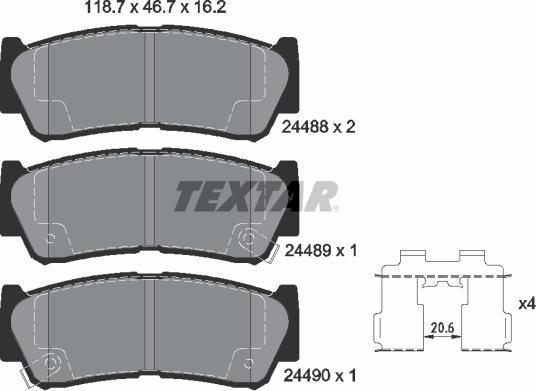 Textar 24 48 801 - Əyləc altlığı dəsti, əyləc diski furqanavto.az