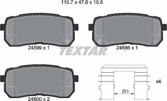 Textar 2459901 - Əyləc altlığı dəsti, əyləc diski furqanavto.az