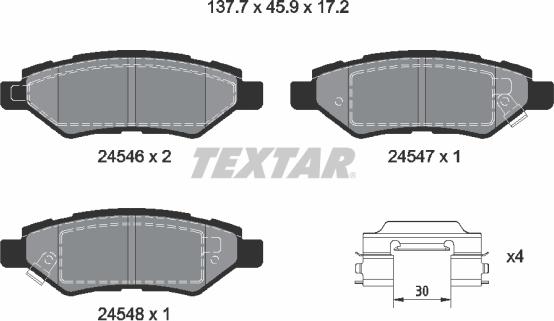 Textar 2454601 - Əyləc altlığı dəsti, əyləc diski furqanavto.az