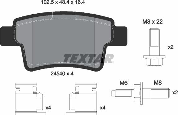 Textar 2454001 - Əyləc altlığı dəsti, əyləc diski furqanavto.az