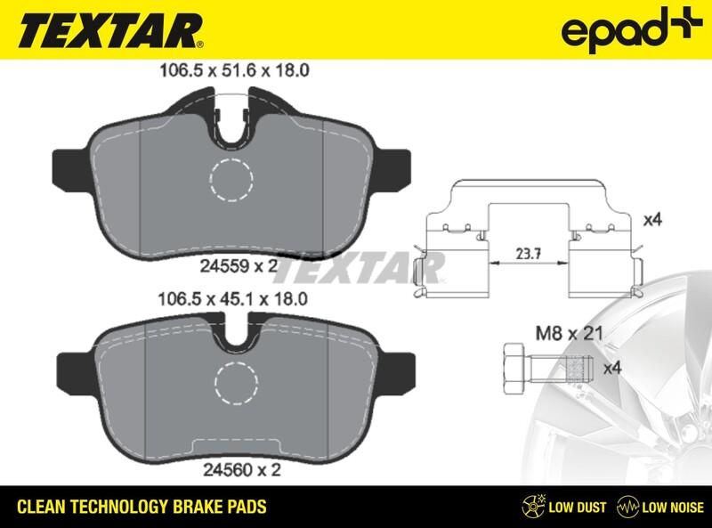 Textar 2455901CP - Əyləc altlığı dəsti, əyləc diski furqanavto.az