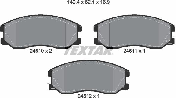 Textar 2451001 - Əyləc altlığı dəsti, əyləc diski furqanavto.az