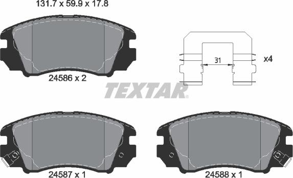 Textar 2458601 - Əyləc altlığı dəsti, əyləc diski furqanavto.az