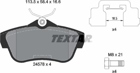 Textar 2457801 - Əyləc altlığı dəsti, əyləc diski furqanavto.az