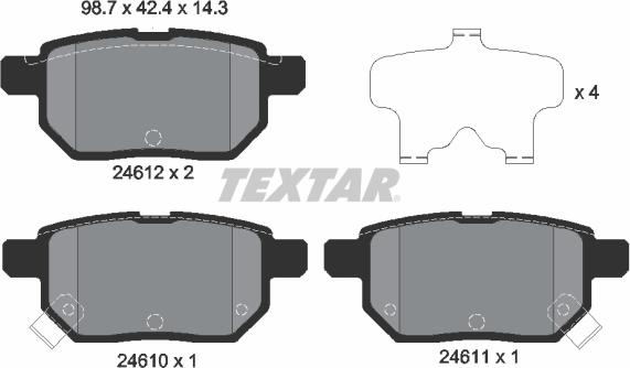 Textar 2461001 - Əyləc altlığı dəsti, əyləc diski furqanavto.az