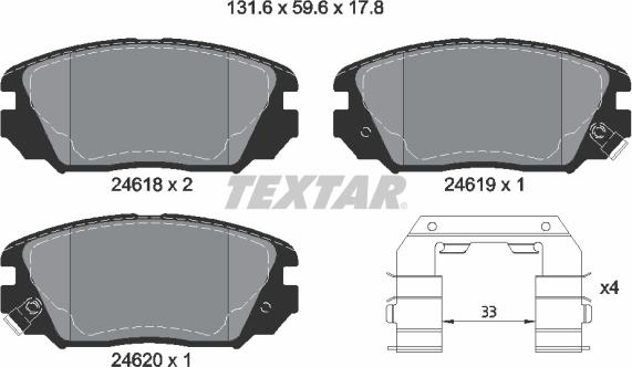 Textar 2461801 - Əyləc altlığı dəsti, əyləc diski furqanavto.az