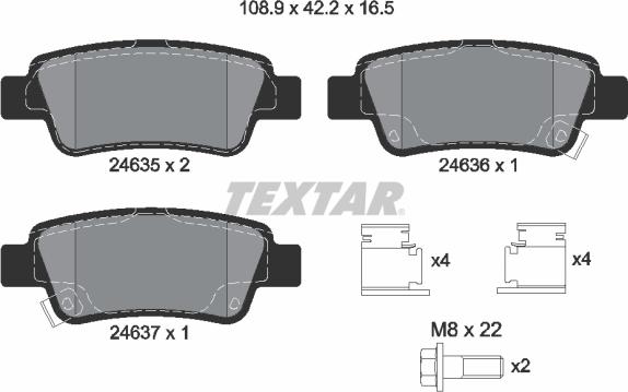 Textar 2463501 - Əyləc altlığı dəsti, əyləc diski furqanavto.az