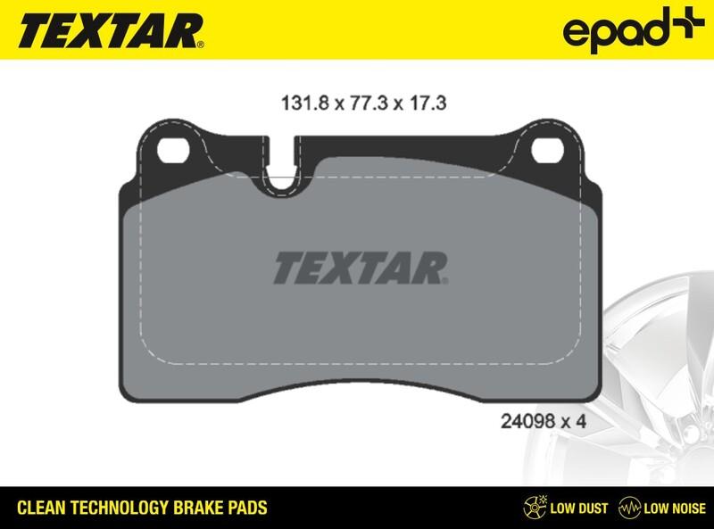 Textar 2409801CP - Əyləc altlığı dəsti, əyləc diski furqanavto.az