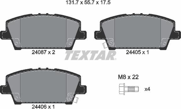 Textar 2408701 - Əyləc altlığı dəsti, əyləc diski furqanavto.az