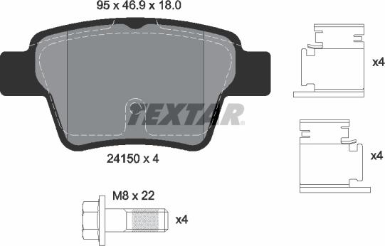 Textar 2415001 - Əyləc altlığı dəsti, əyləc diski furqanavto.az