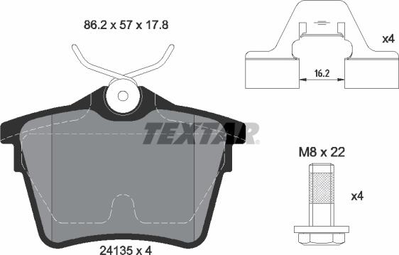 Textar 2413501 - Əyləc altlığı dəsti, əyləc diski furqanavto.az