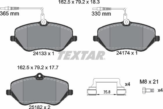 Textar 2413303 - Əyləc altlığı dəsti, əyləc diski furqanavto.az