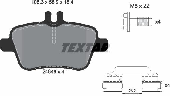 Textar 2484805 - Əyləc altlığı dəsti, əyləc diski furqanavto.az