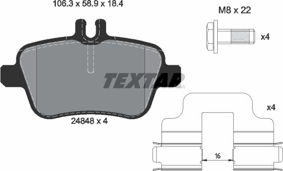 Textar 2484803 - Əyləc altlığı dəsti, əyləc diski furqanavto.az