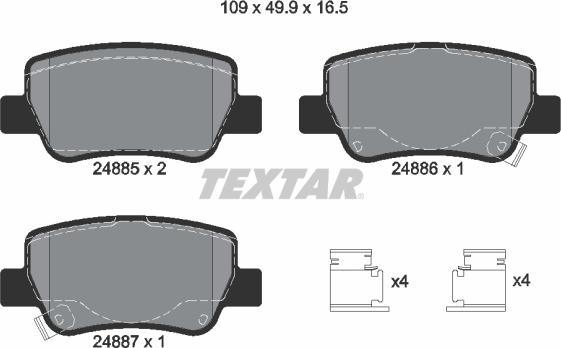 Textar 2488501 - Əyləc altlığı dəsti, əyləc diski furqanavto.az