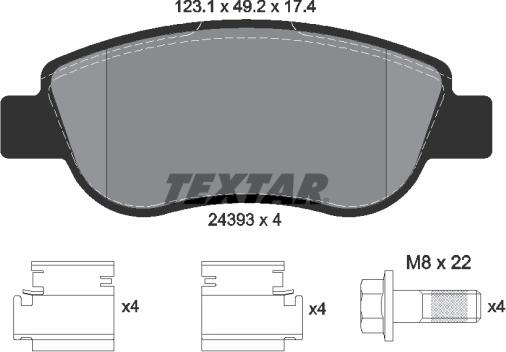 Textar 2439301 - Əyləc altlığı dəsti, əyləc diski furqanavto.az