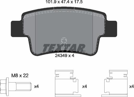 Textar 2434901 - Əyləc altlığı dəsti, əyləc diski furqanavto.az