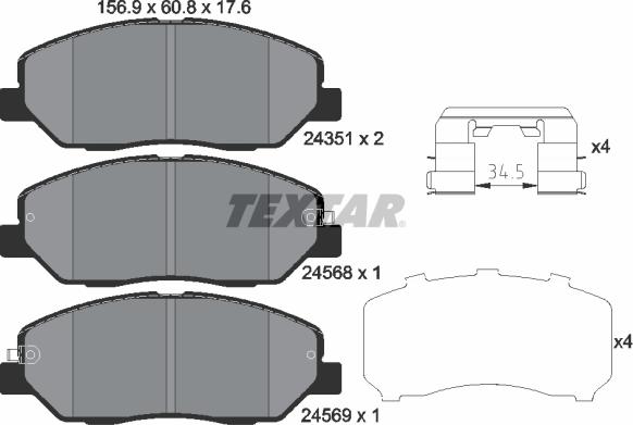 Textar 2435101 - Əyləc altlığı dəsti, əyləc diski furqanavto.az