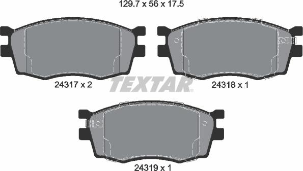 Textar 2431701 - Əyləc altlığı dəsti, əyləc diski furqanavto.az