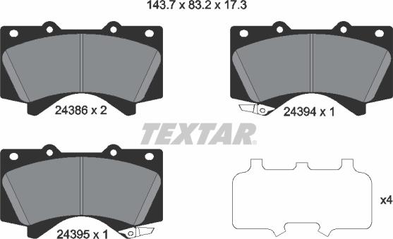 Textar 2438601 - Əyləc altlığı dəsti, əyləc diski furqanavto.az