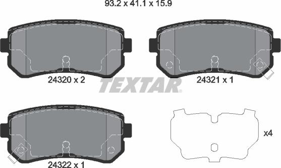 Textar 2432001 - Əyləc altlığı dəsti, əyləc diski furqanavto.az