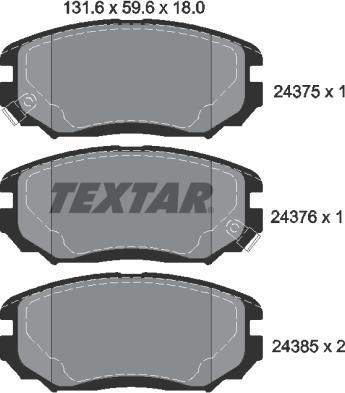 Textar 2437501 - Əyləc altlığı dəsti, əyləc diski furqanavto.az