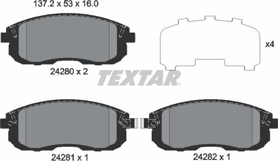 Textar 2428001 - Əyləc altlığı dəsti, əyləc diski furqanavto.az