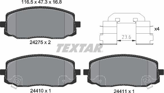 Textar 2427501 - Əyləc altlığı dəsti, əyləc diski furqanavto.az