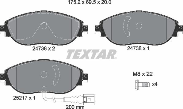 Textar 2473801 - Əyləc altlığı dəsti, əyləc diski furqanavto.az