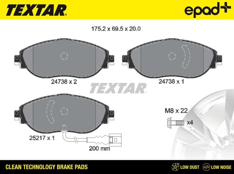 Textar 2473803CP - Əyləc altlığı dəsti, əyləc diski furqanavto.az