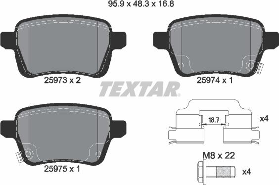 Textar 2597301 - Əyləc altlığı dəsti, əyləc diski furqanavto.az