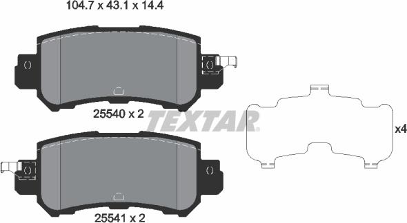 Textar 2554001 - Тормозные колодки, дисковые, комплект furqanavto.az