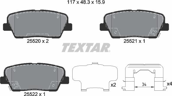 Textar 2552003 - Əyləc altlığı dəsti, əyləc diski furqanavto.az