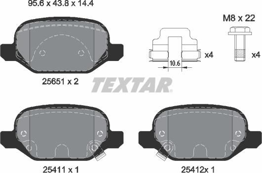 Textar 2565101 - Əyləc altlığı dəsti, əyləc diski furqanavto.az