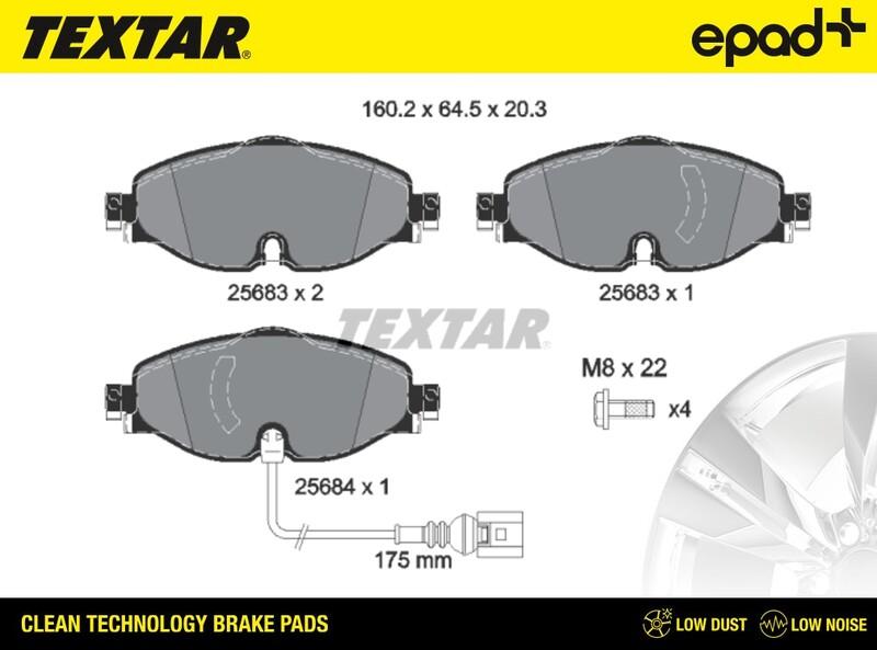 Textar 2568301CP - Əyləc altlığı dəsti, əyləc diski furqanavto.az