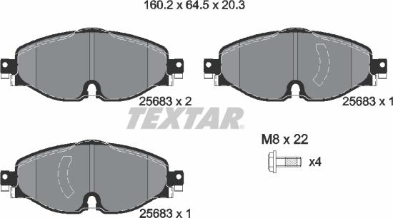 Textar 2568303 - Əyləc altlığı dəsti, əyləc diski furqanavto.az