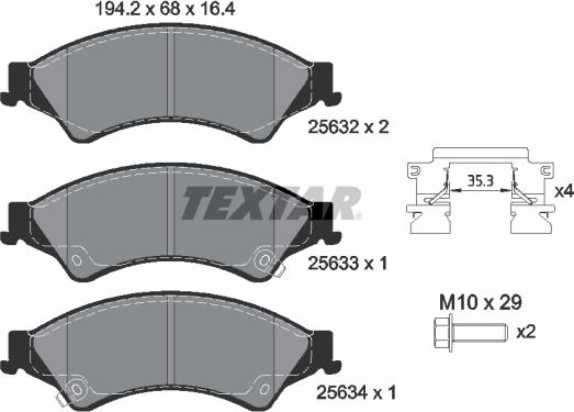 Textar 2563201 - Əyləc altlığı dəsti, əyləc diski furqanavto.az