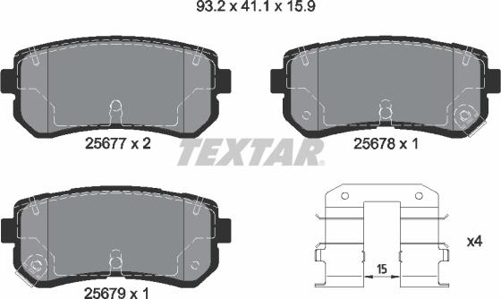 Textar 2567701 - Əyləc altlığı dəsti, əyləc diski furqanavto.az