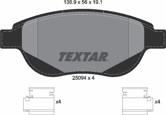 Textar 2509401 - Əyləc altlığı dəsti, əyləc diski furqanavto.az