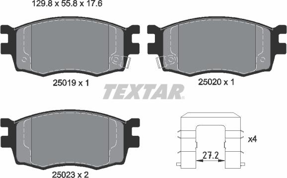 Textar 2501901 - Əyləc altlığı dəsti, əyləc diski furqanavto.az