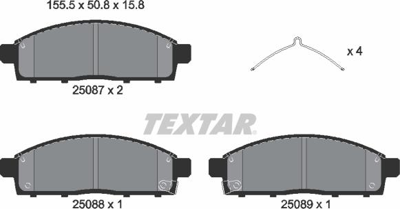 Textar 2508703 - Əyləc altlığı dəsti, əyləc diski furqanavto.az