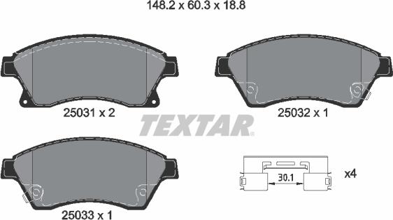 Textar 2503101 - Əyləc altlığı dəsti, əyləc diski furqanavto.az