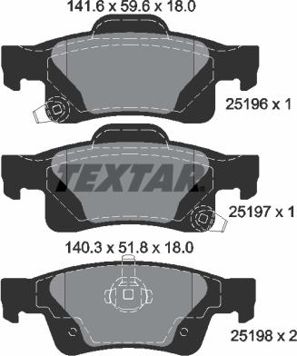 Textar 2519601 - Əyləc altlığı dəsti, əyləc diski furqanavto.az