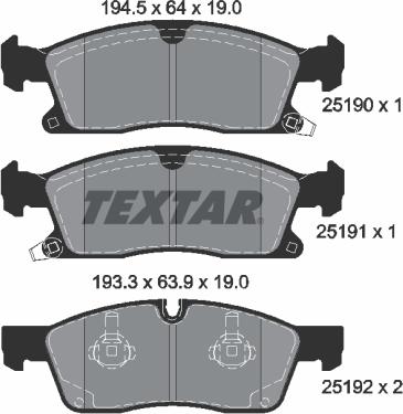 Textar 2519002 - Əyləc altlığı dəsti, əyləc diski furqanavto.az