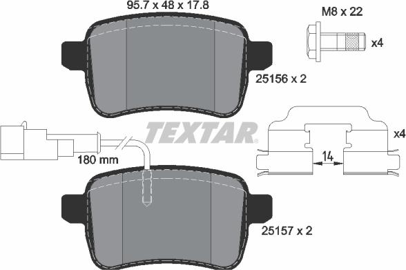 Textar 2515601 - Əyləc altlığı dəsti, əyləc diski furqanavto.az