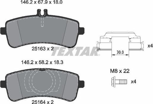 Textar 2516305 - Əyləc altlığı dəsti, əyləc diski furqanavto.az