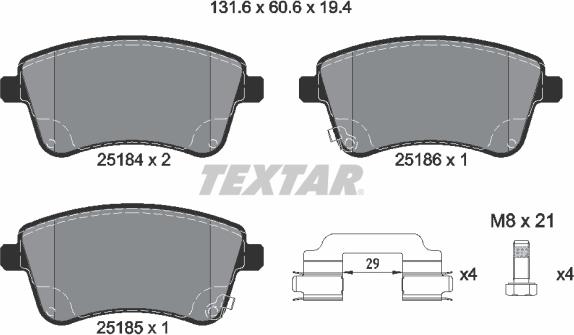 Textar 2518401 - Əyləc altlığı dəsti, əyləc diski furqanavto.az